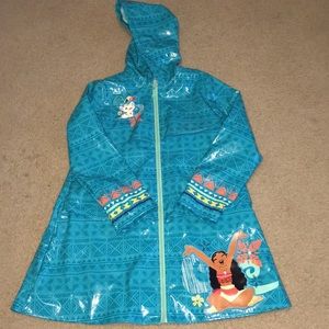 Girls Moana Hooded Zip Raincoat